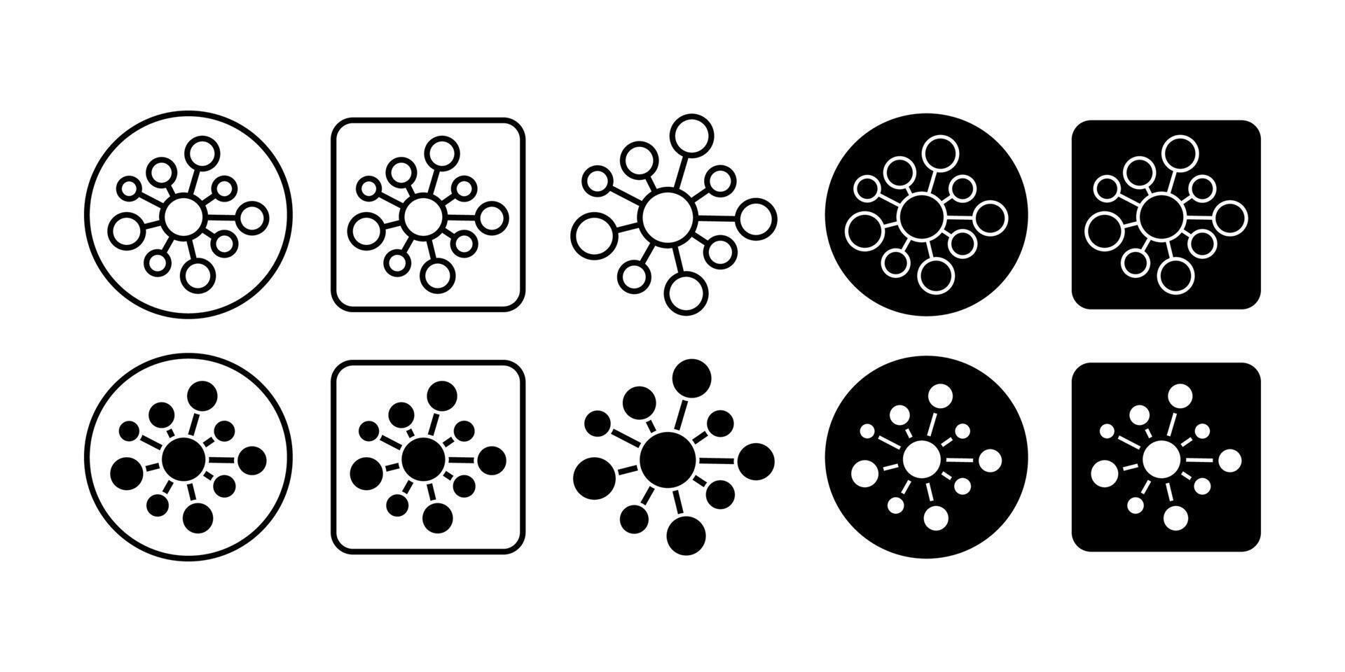 Network Nodes Black Icon Bundle for Digital Connectivity and Smart Technology Concept vector