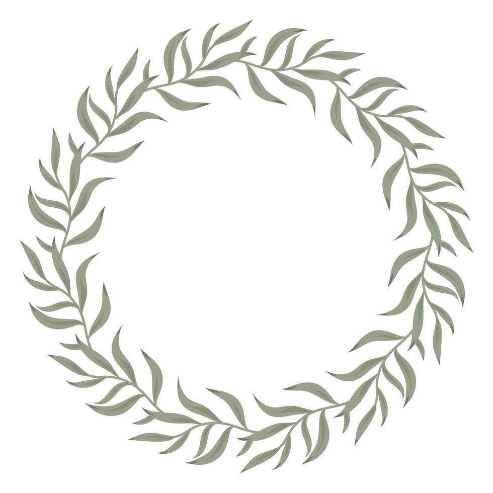 Botanical wreath frame, Greenery Circle frame, Plant Round Border. Botanical element vector