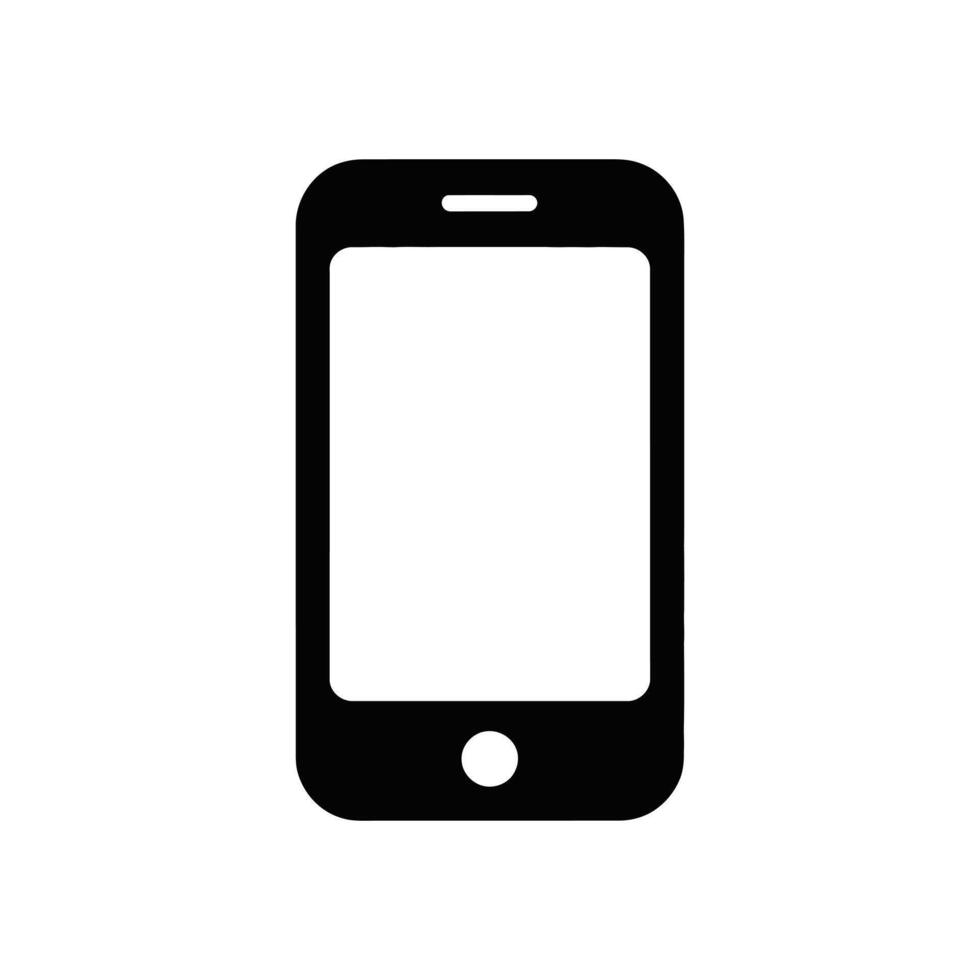 Black smartphone icon with rounded corners isolated on white background simple style vector
