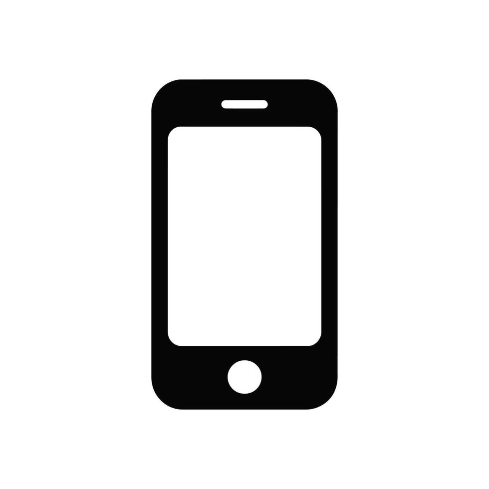 Black Smartphone Icon with Home Button and White Background for Design vector