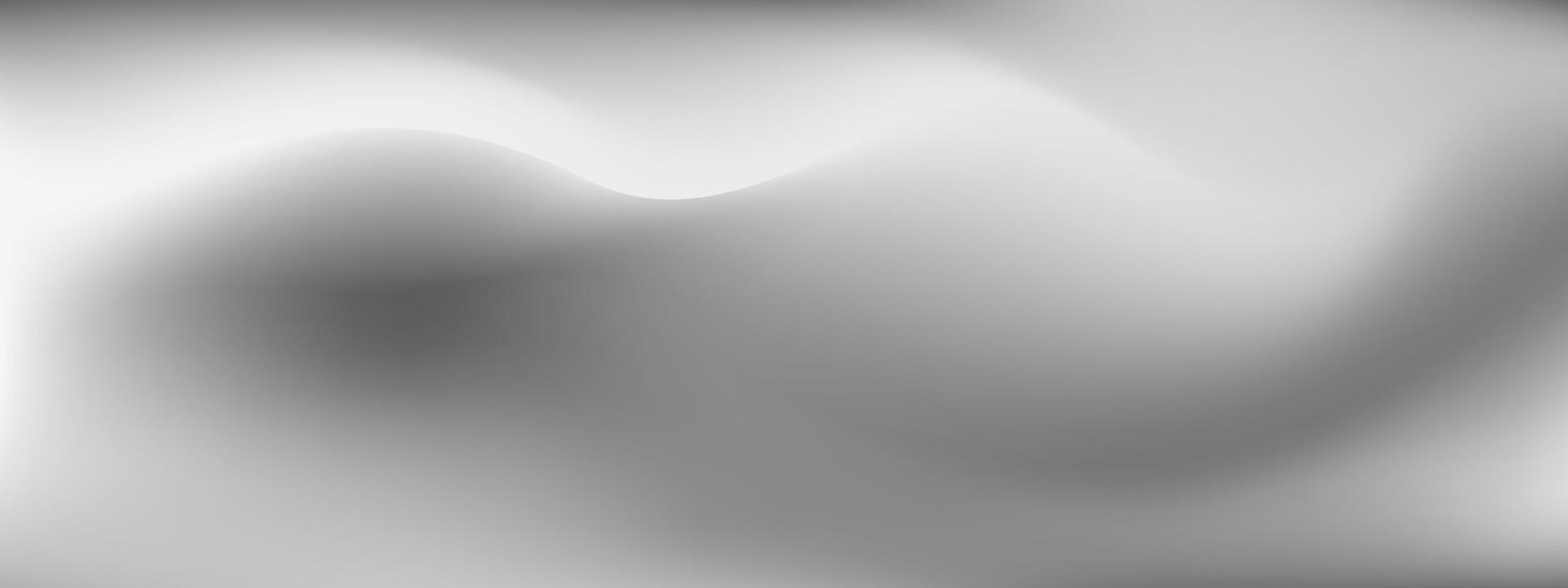 Grey gradient background with soft white and silver tones. Blurred waves, subtle shifts, soft blur create luminous surface. metallic texture design. vector