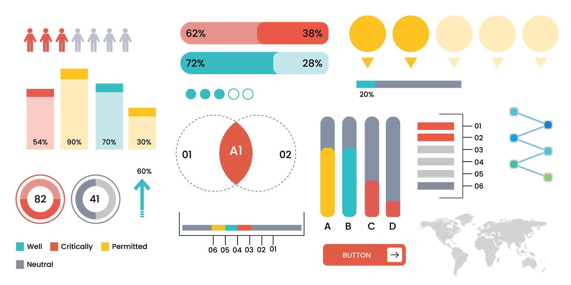 Mega set of infographic elements data visualization design vector