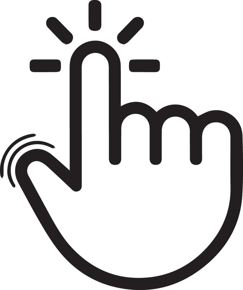 Black line icon of a hand with the index finger tapping vector