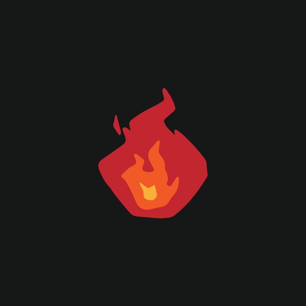 Minimalist fire icon. Flat design asset representing burning, heat, and energy for user interface design and warning graphics vector