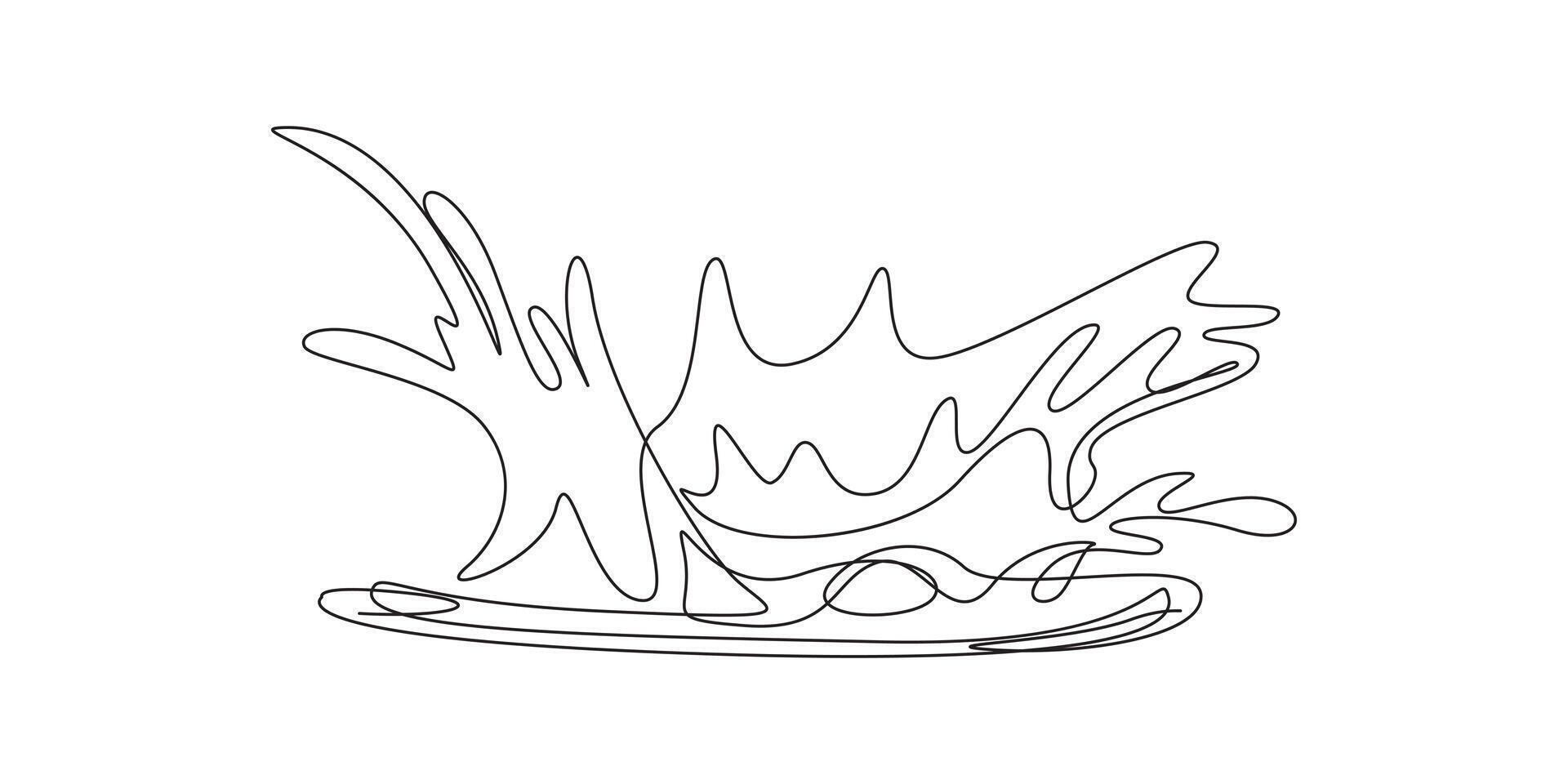 Continuous Line Drawing of a Dynamic Water Splash vector