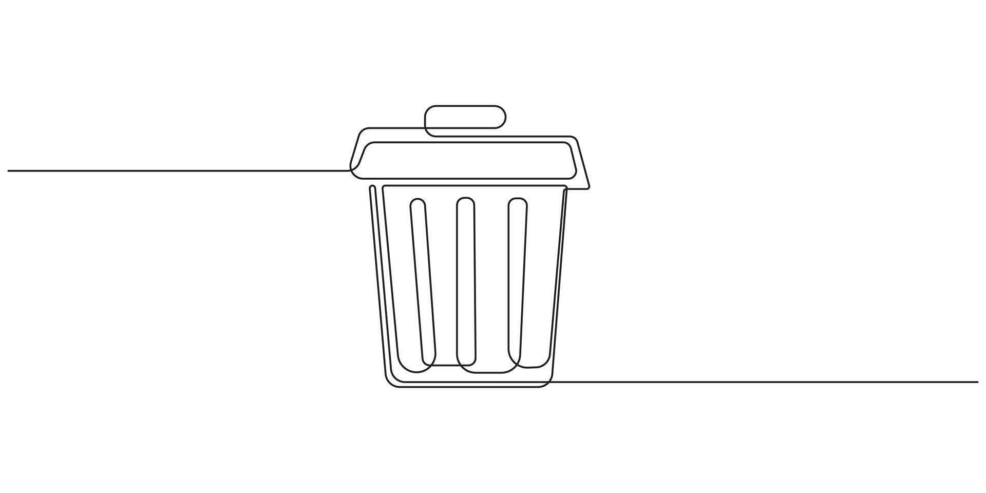 Continuous Line Trash Can Delete Icon,Minimalist Continuous Line Drawing of a Trash Can Icon vector