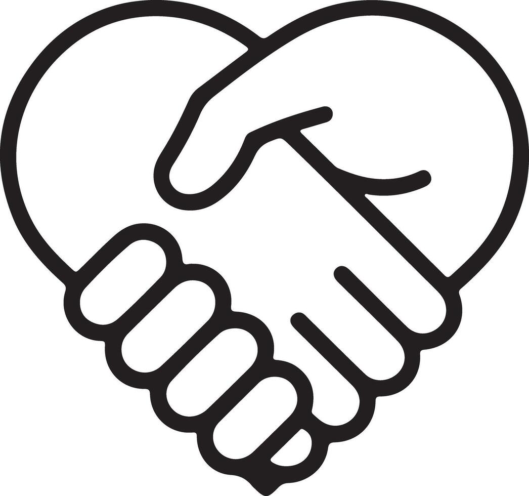Heart shaped handshake symbol of unity and partnership vector