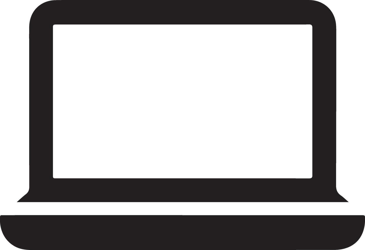 Simple black and white icon of an open laptop computer vector