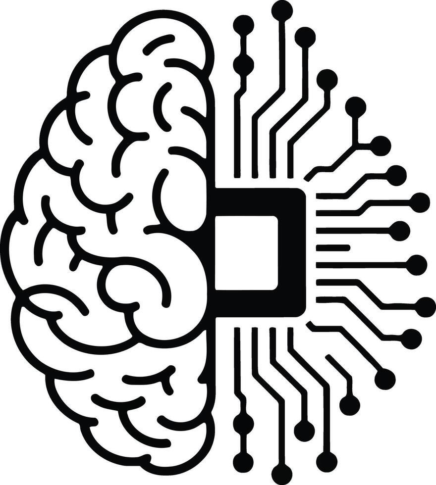 Digital brain and circuitry fusion representing artificial intelligence vector