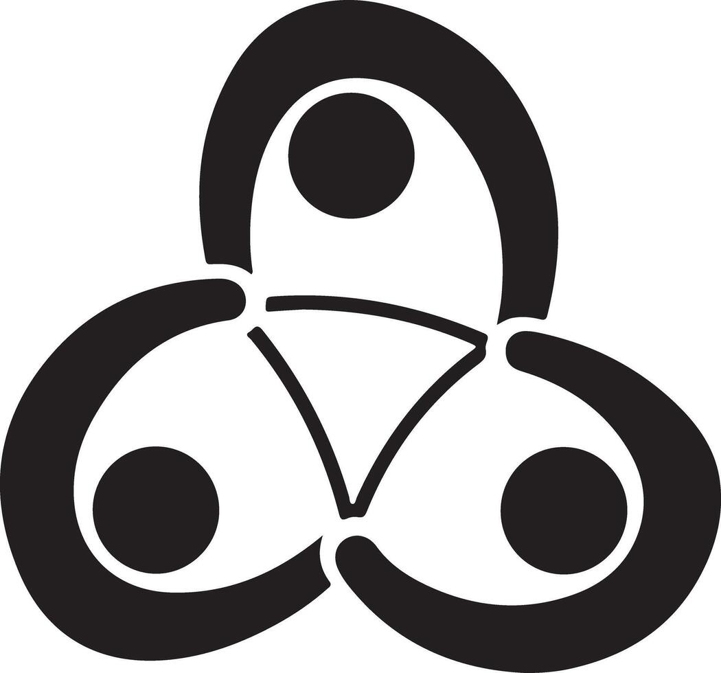 Abstract black and white three part interlocking symbol vector