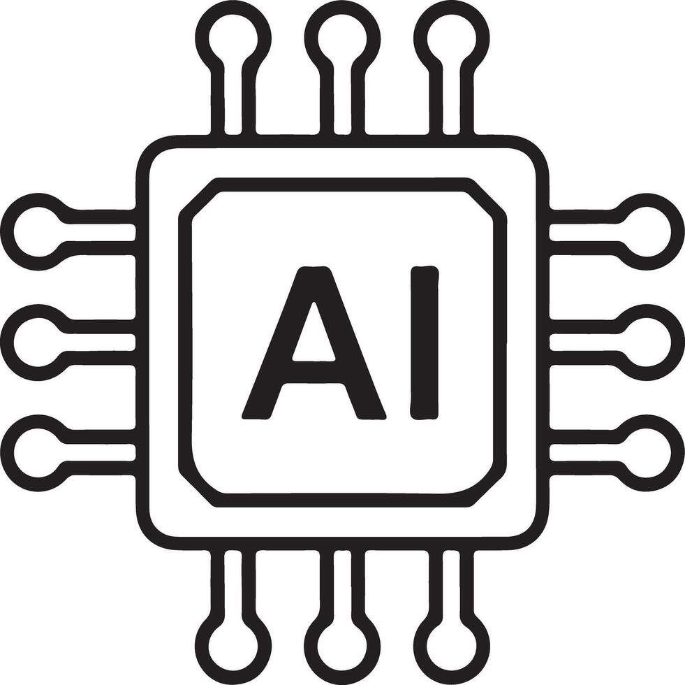 Artificial intelligence chip icon with ai text vector