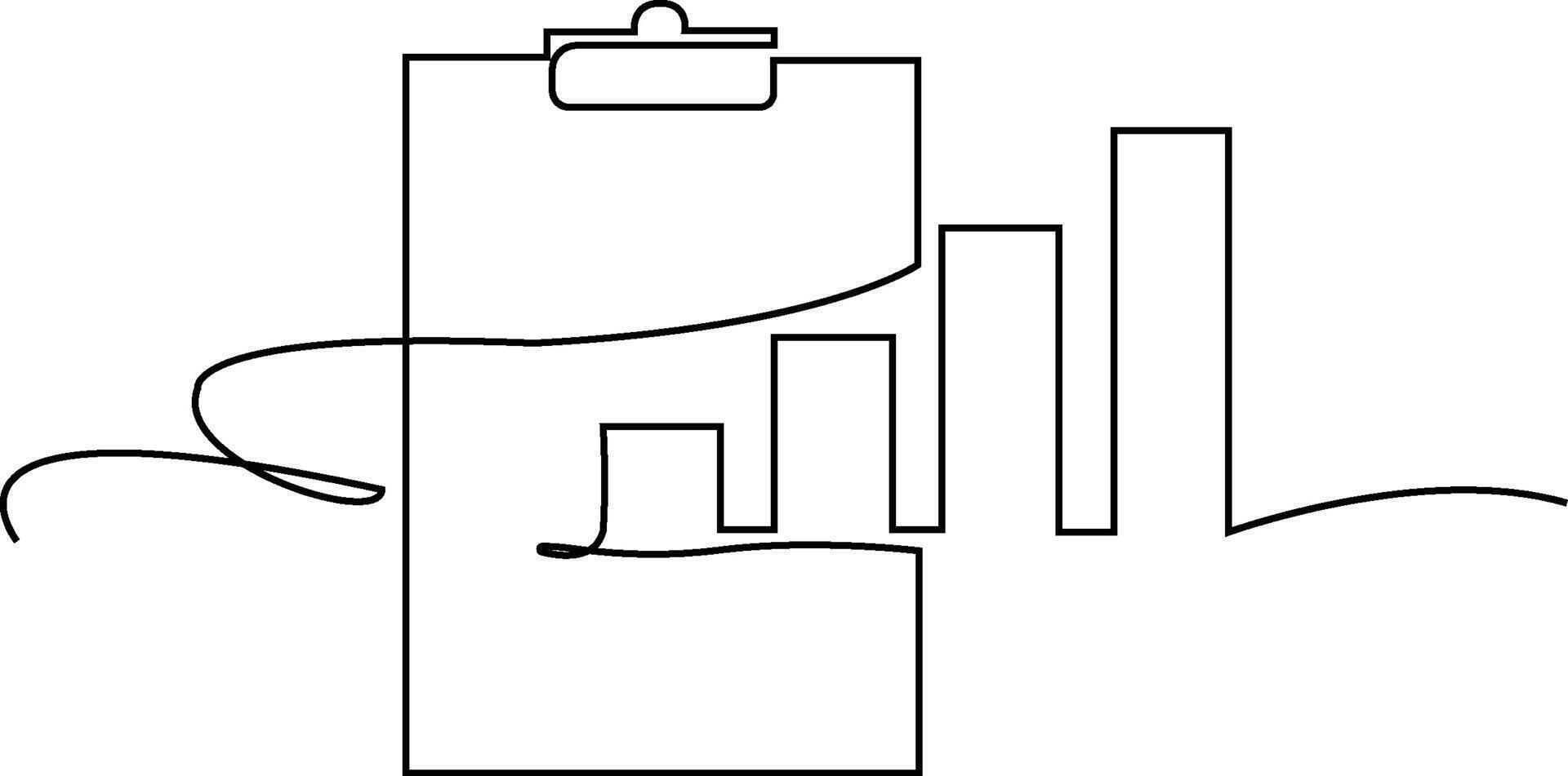 Business finance growth chart continuous line drawing showing success data and progress concept vector
