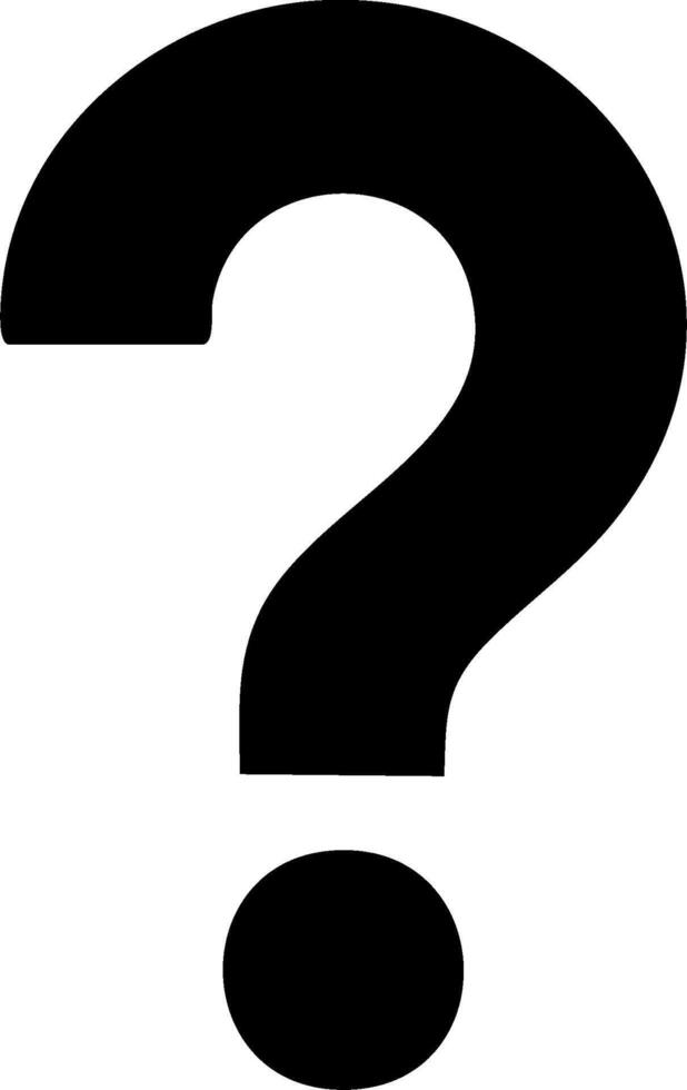 Black question mark icon symbolizing inquiry, doubt, mystery, and the search for answers vector