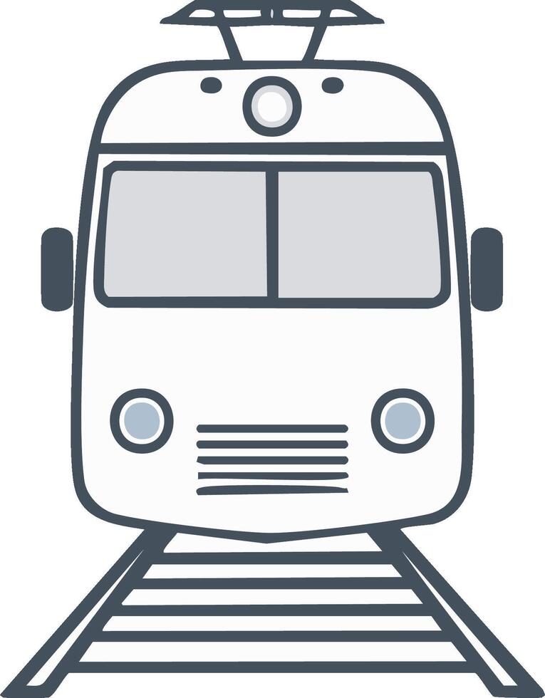 Front View of an Electric Train on Rails Line Art Icon vector