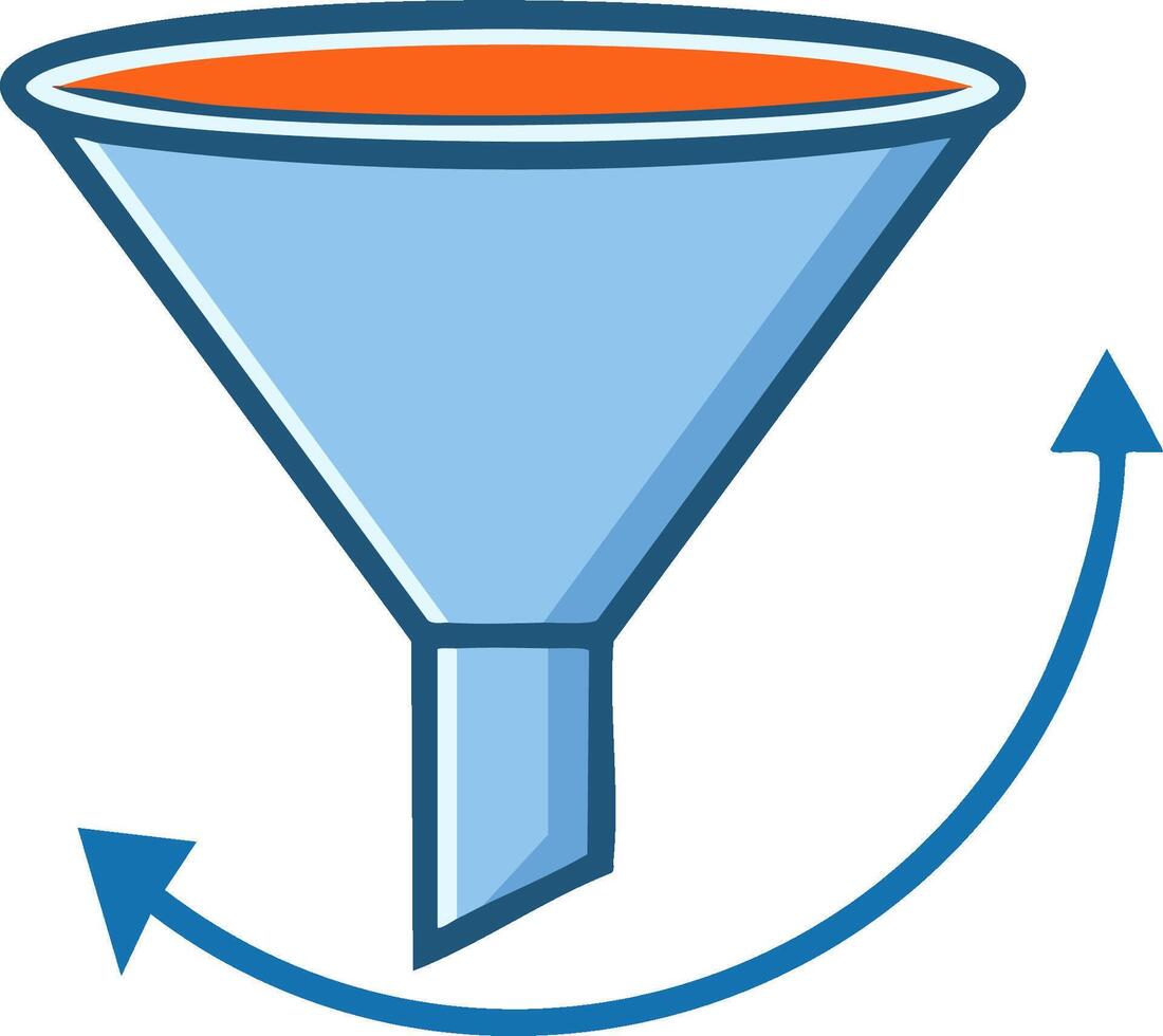 márketing conversión embudo con circular flecha representando proceso fluir y datos mejoramiento ciclo vector