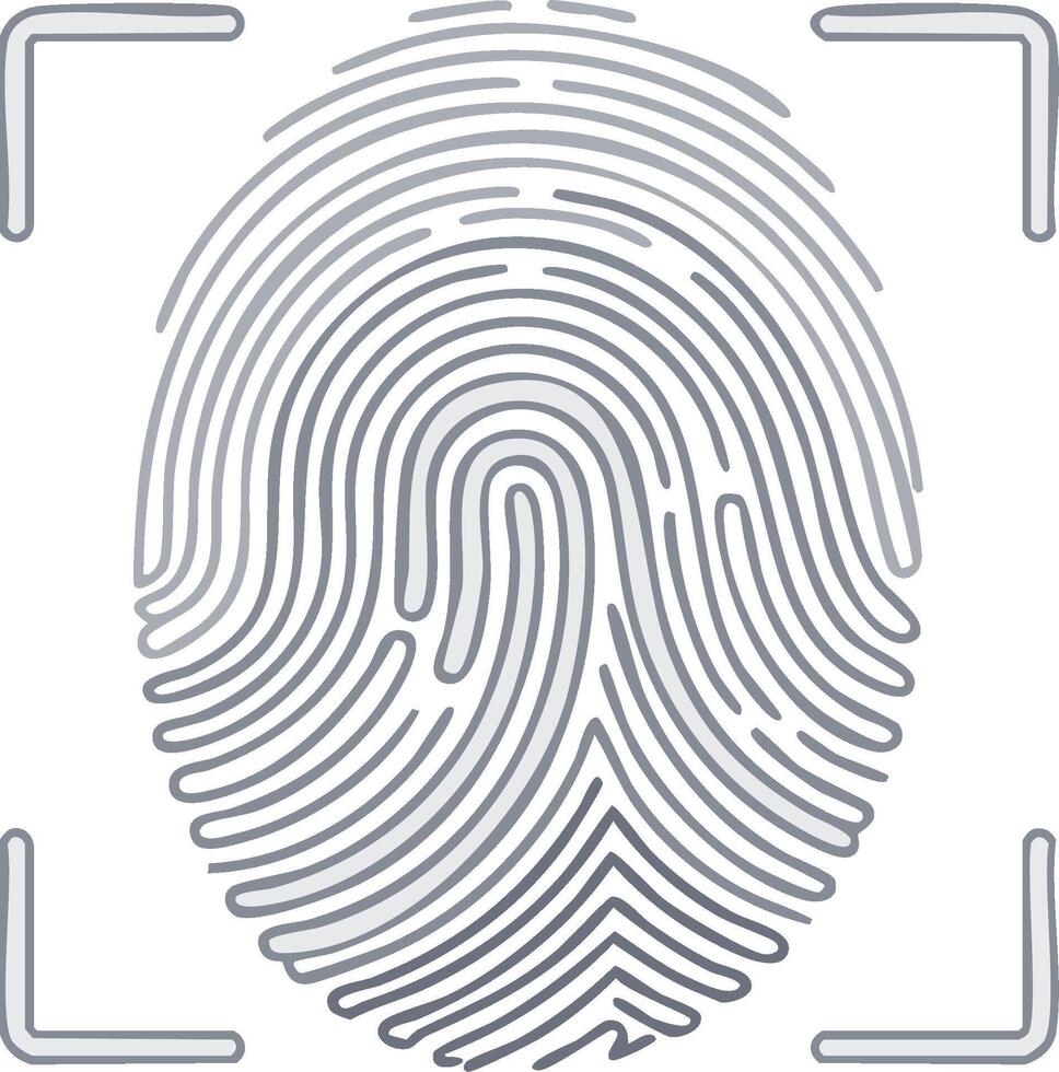 Stylized fingerprint scan icon representing secure biometric identification and access control technology vector