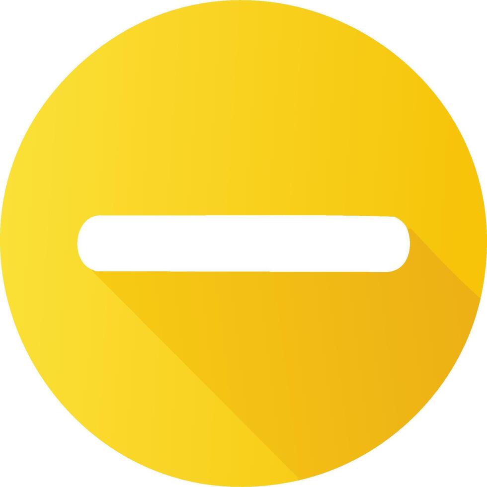 Simple yellow circle with a white horizontal line and shadow vector