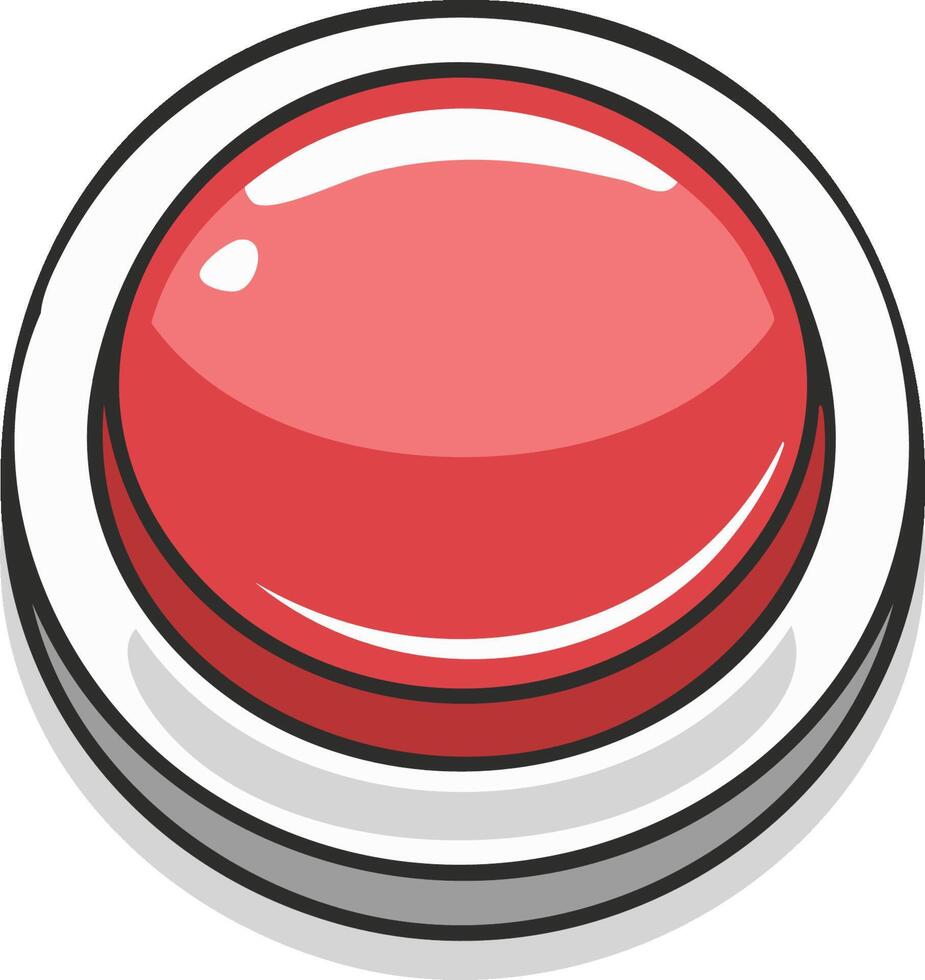 Glossy Red Button Icon with Shadow vector