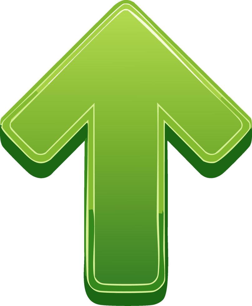 Ascending Green Arrow Directional Graphic, 3D Pointing Upward Guidance Indicator Symbol, Progress vector