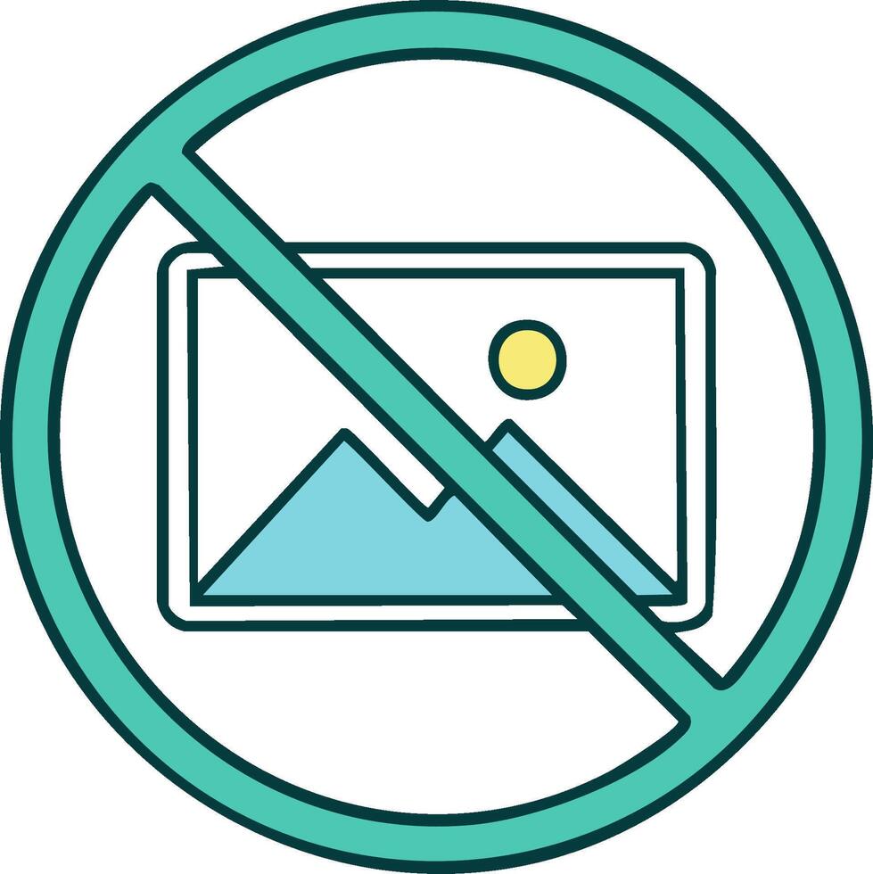 Unavailable image icon with prohibition sign representing restricted content or picture not found vector