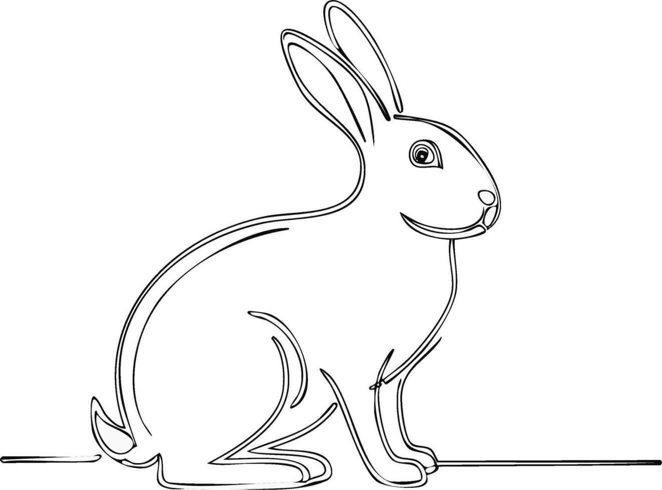 Elegant continuous line drawing of a charming rabbit looking to the right side vector
