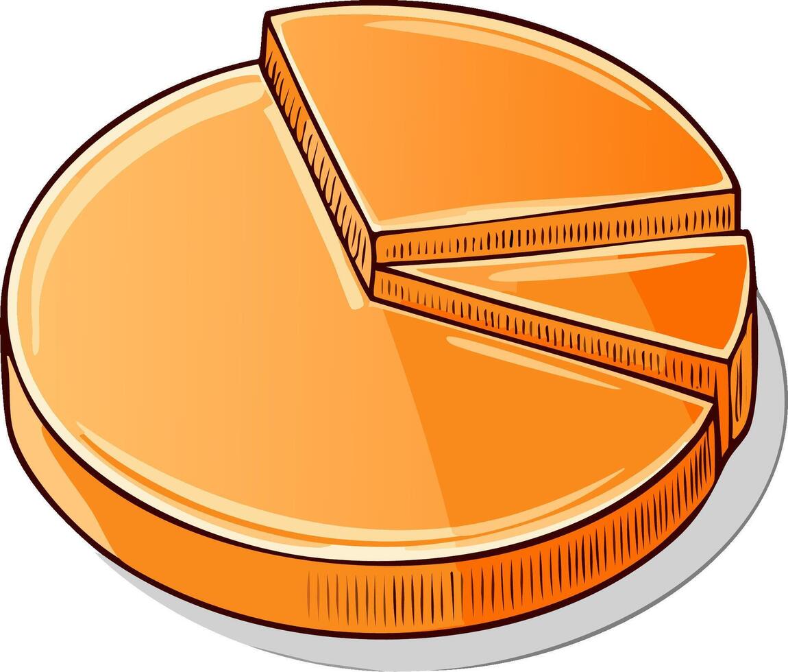 Orange 3D pie chart graphic. Infographic business data visual, illustration vector
