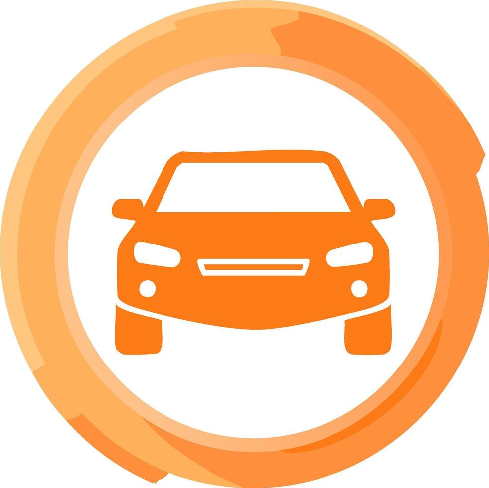 Orange Car Front View in Circular Rotation Arrow Symbol Concept vector