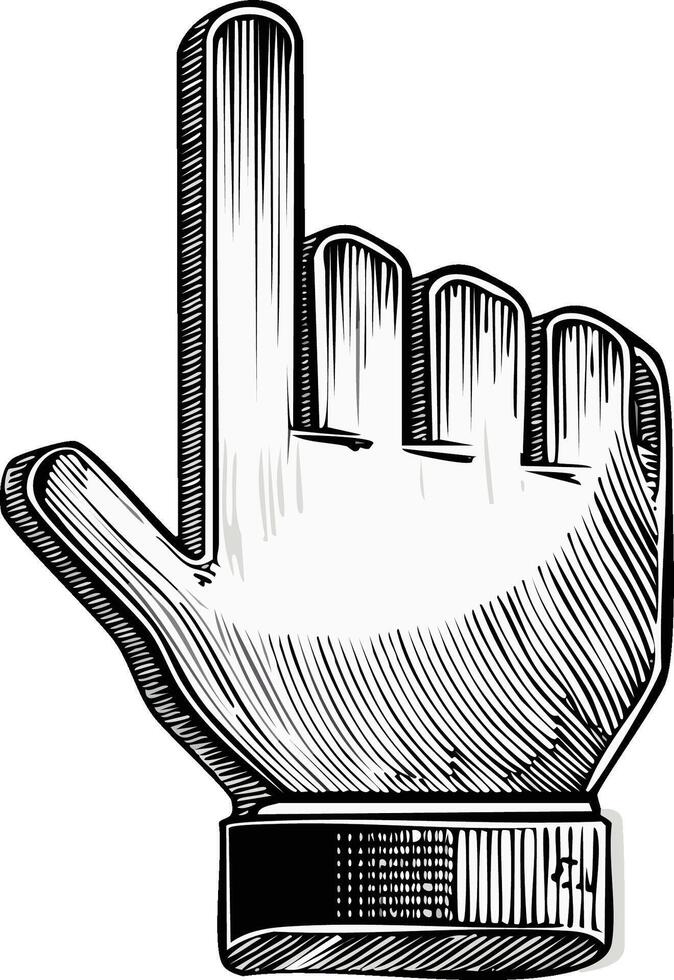 Hand Gesture Drawing Pointer Finger Up Iconic Symbol in Sketch Style vector