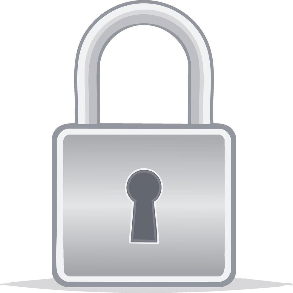 Secure silver padlock icon with keyhole representing safety, privacy, and access control vector