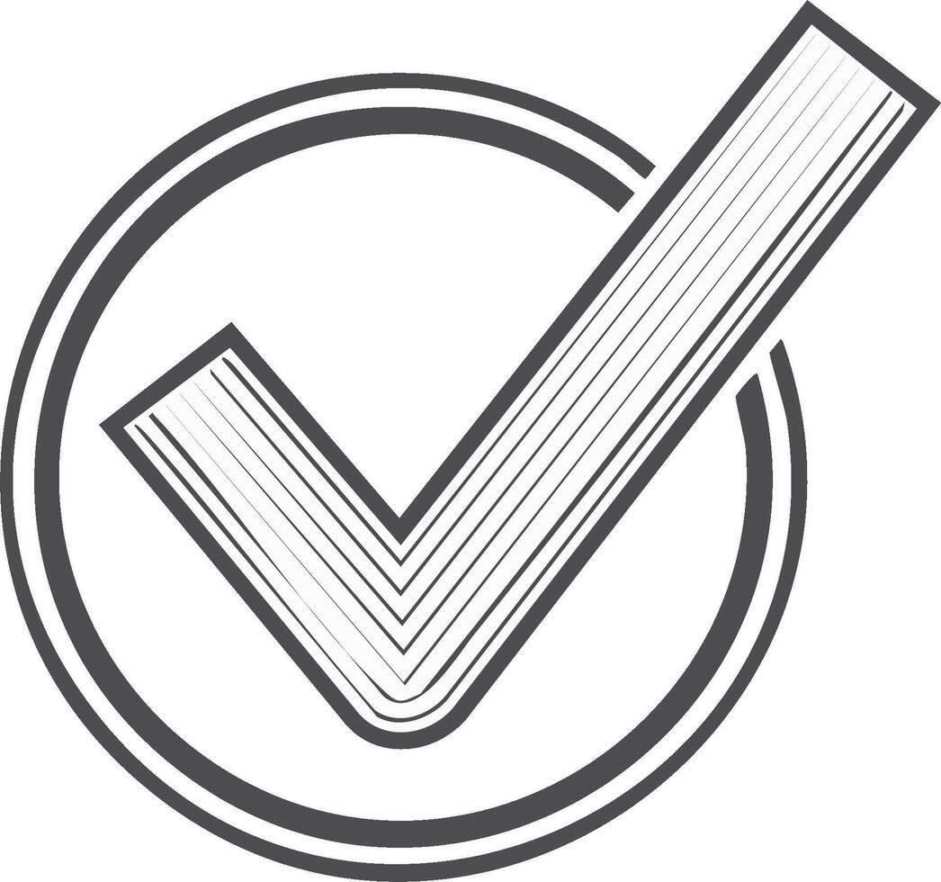 Conceptual book check mark inside a circle graphic symbolizing accuracy and education vector