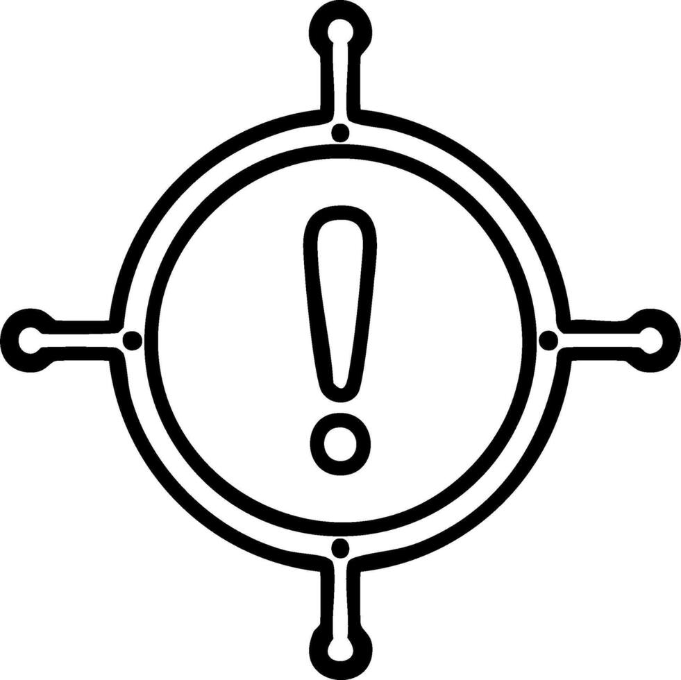 Target icon with exclamation mark for warning alert danger and threat detection line art vector