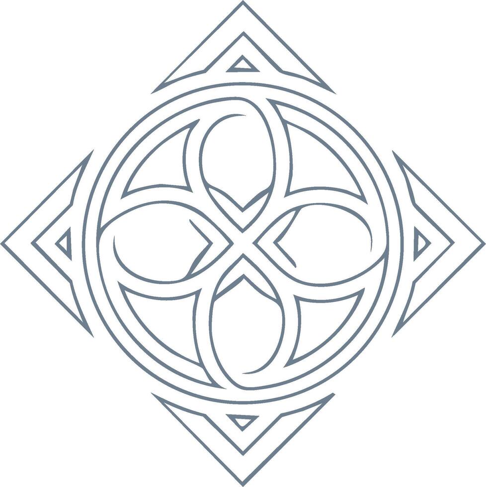 Elegant Symmetrical Abstract Geometric Symbol with Floral Petal and Angular Shapes vector