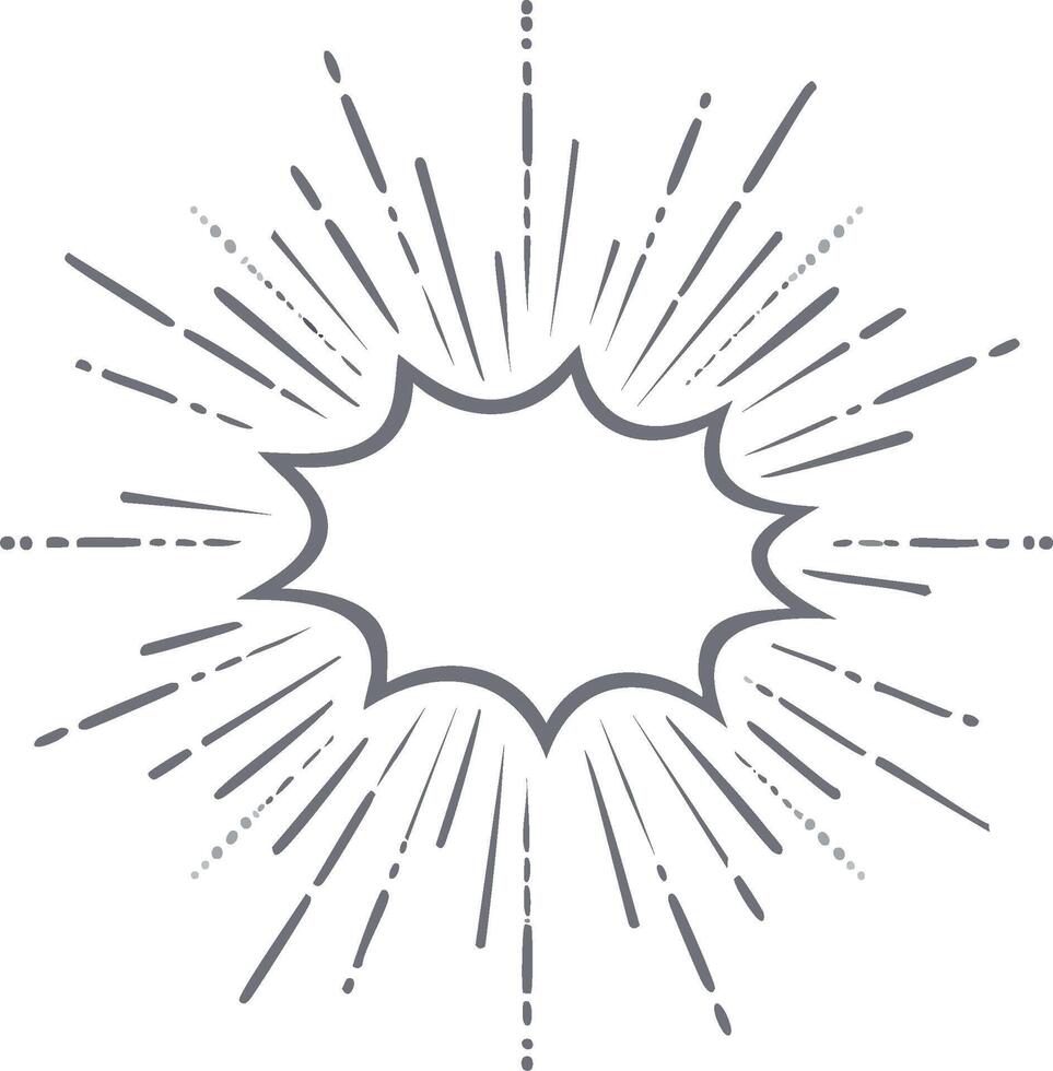 Stylized Burst Graphic with Jagged Frame, Rays, and Dotted Lines, Abstract Explosion, Illustration vector