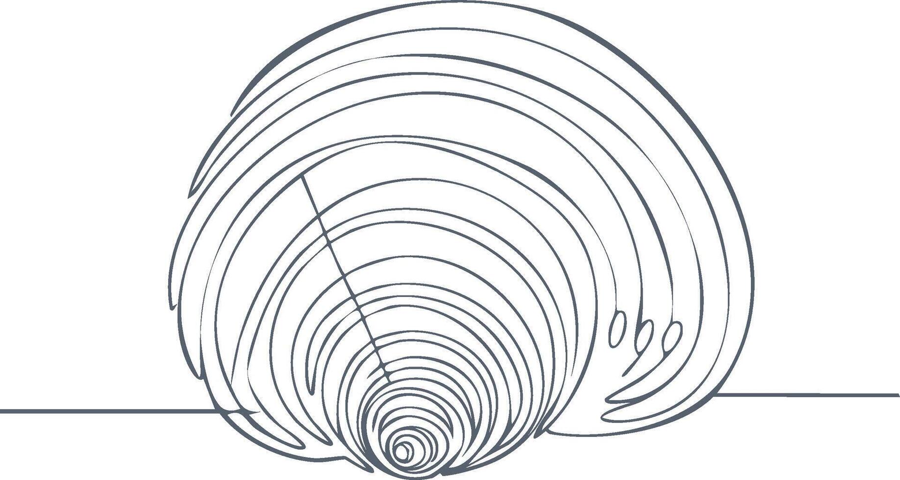 Minimalist continuous line art illustration of an abstract spiral shell or tunnel shape with depth vector