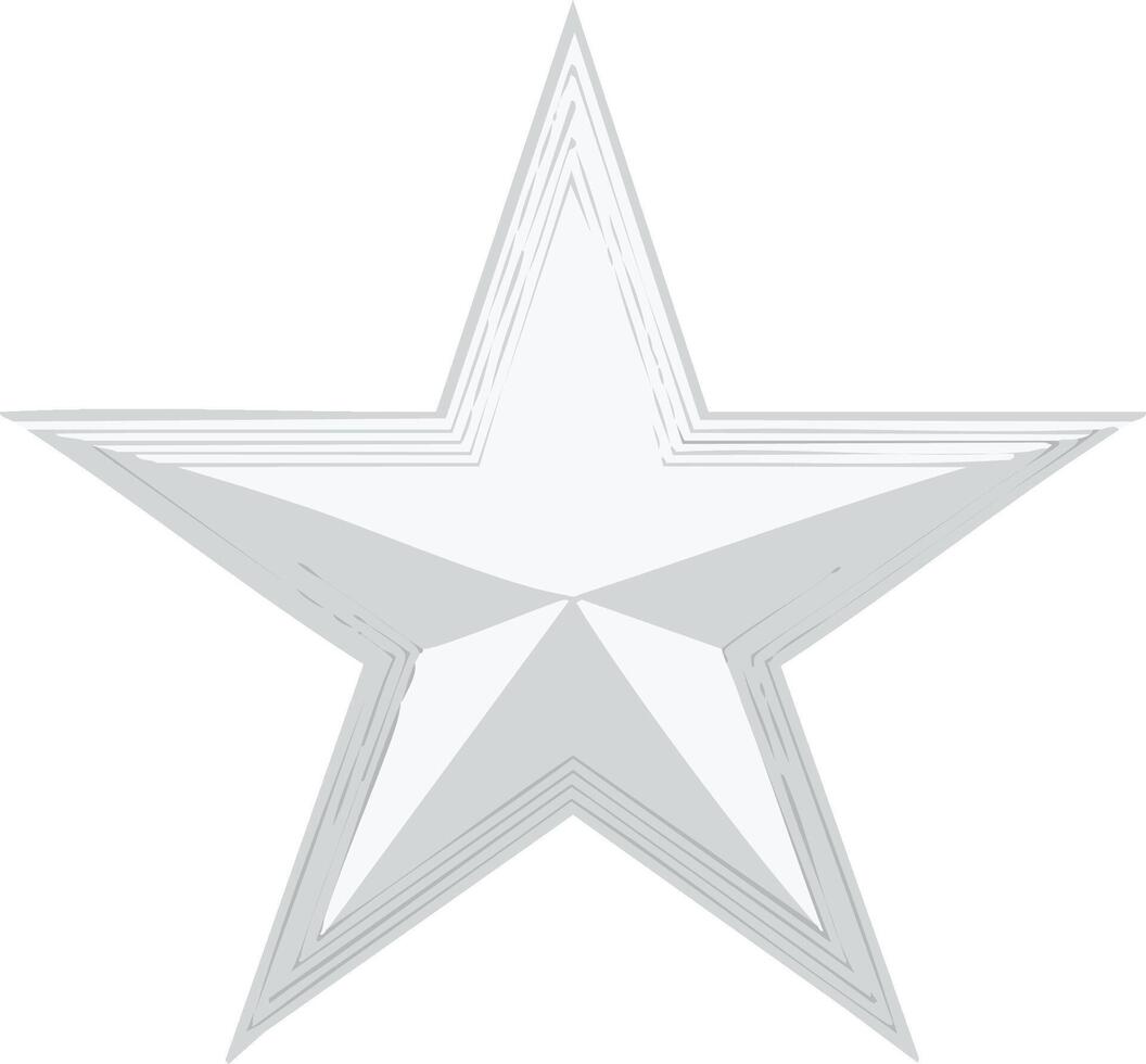 Stylized white five-pointed star with layered outlines and subtle gray shading, a modern abstract design vector