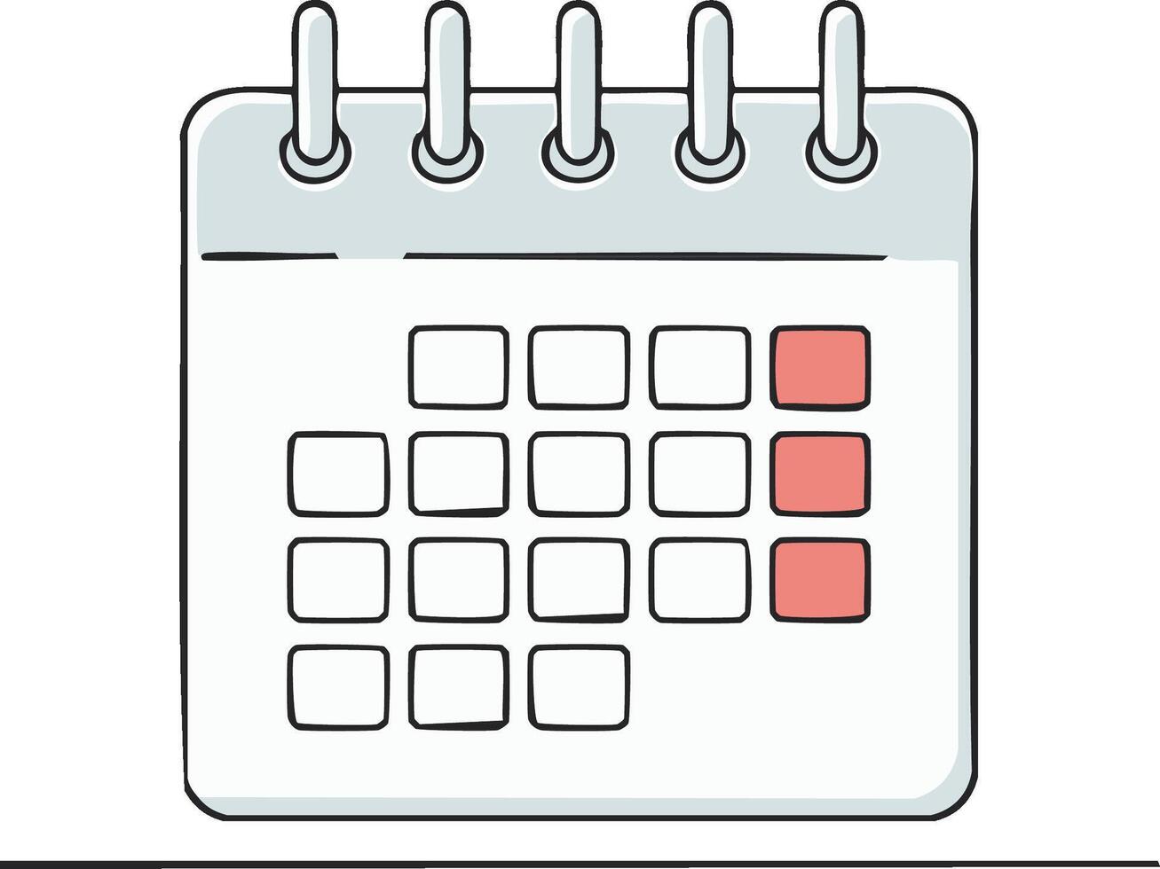 Illustrated Calendar Icon with Marked Days for Event Scheduling and Appointment Management Tasks Planning Schedule or Reminder vector