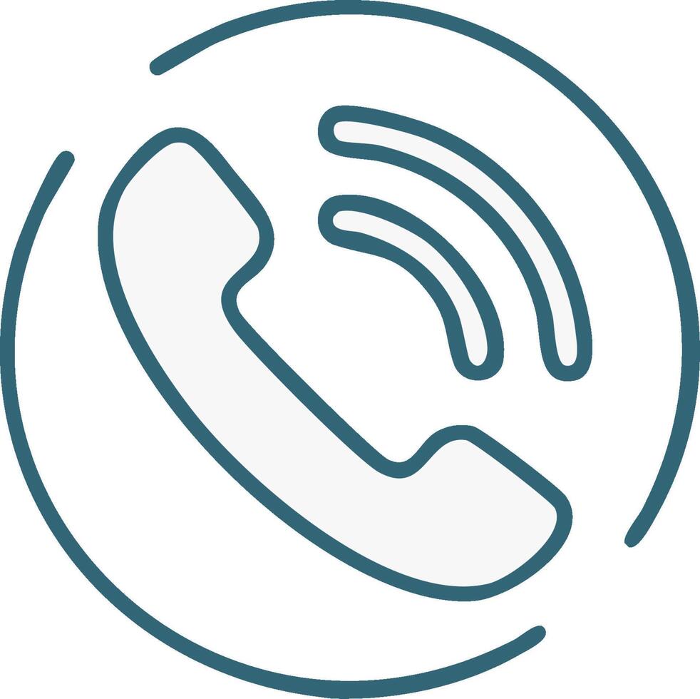 Incoming call icon with handset and sound waves inside a circular frame vector