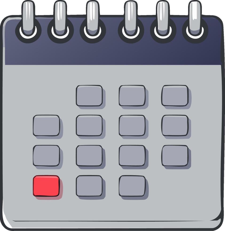 Simple cartoon desk calendar with a red marked day highlighting a date event vector