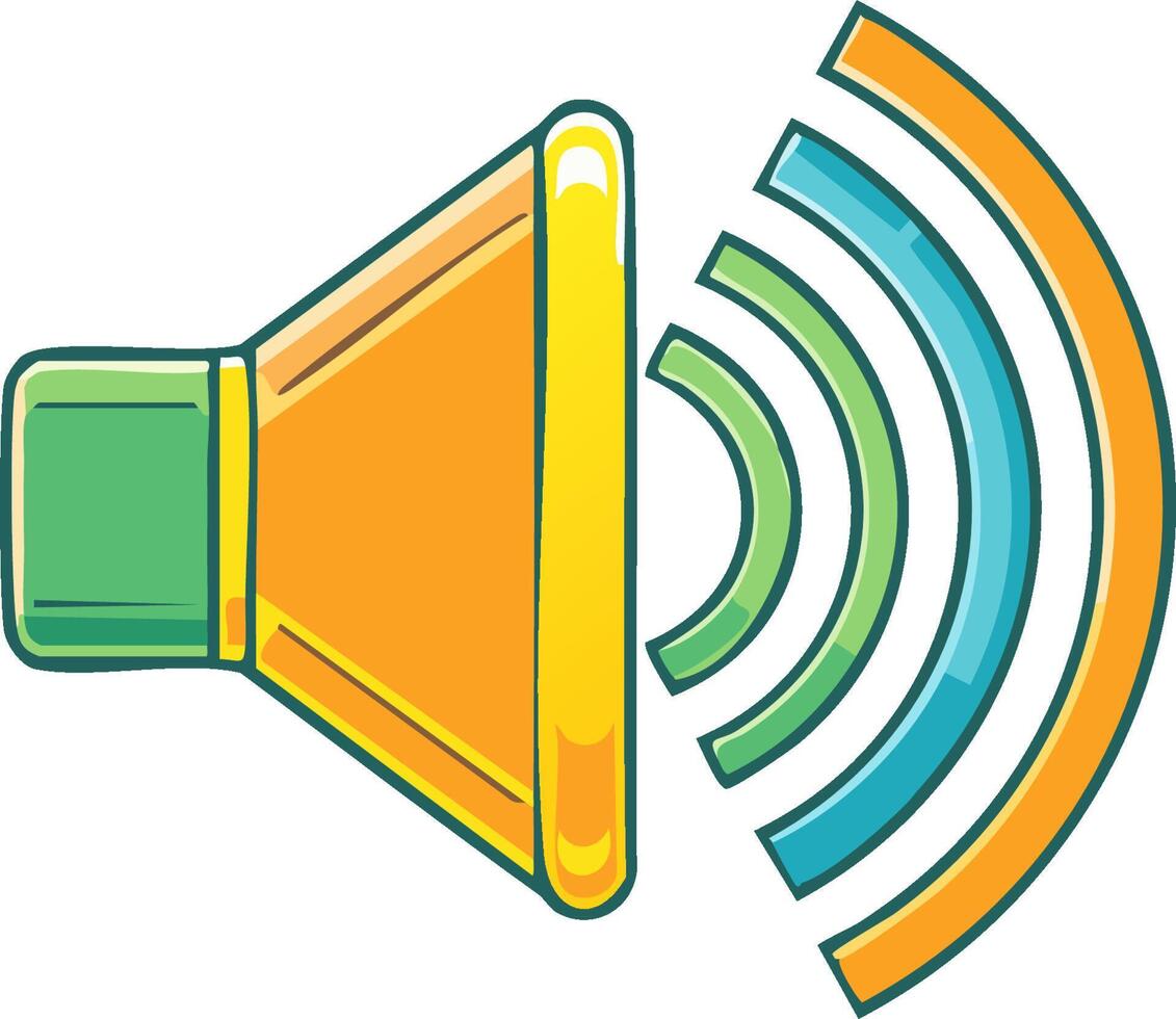 Loudspeaker Sound Waves Icon for Audio Systems Communication and Media Volume vector