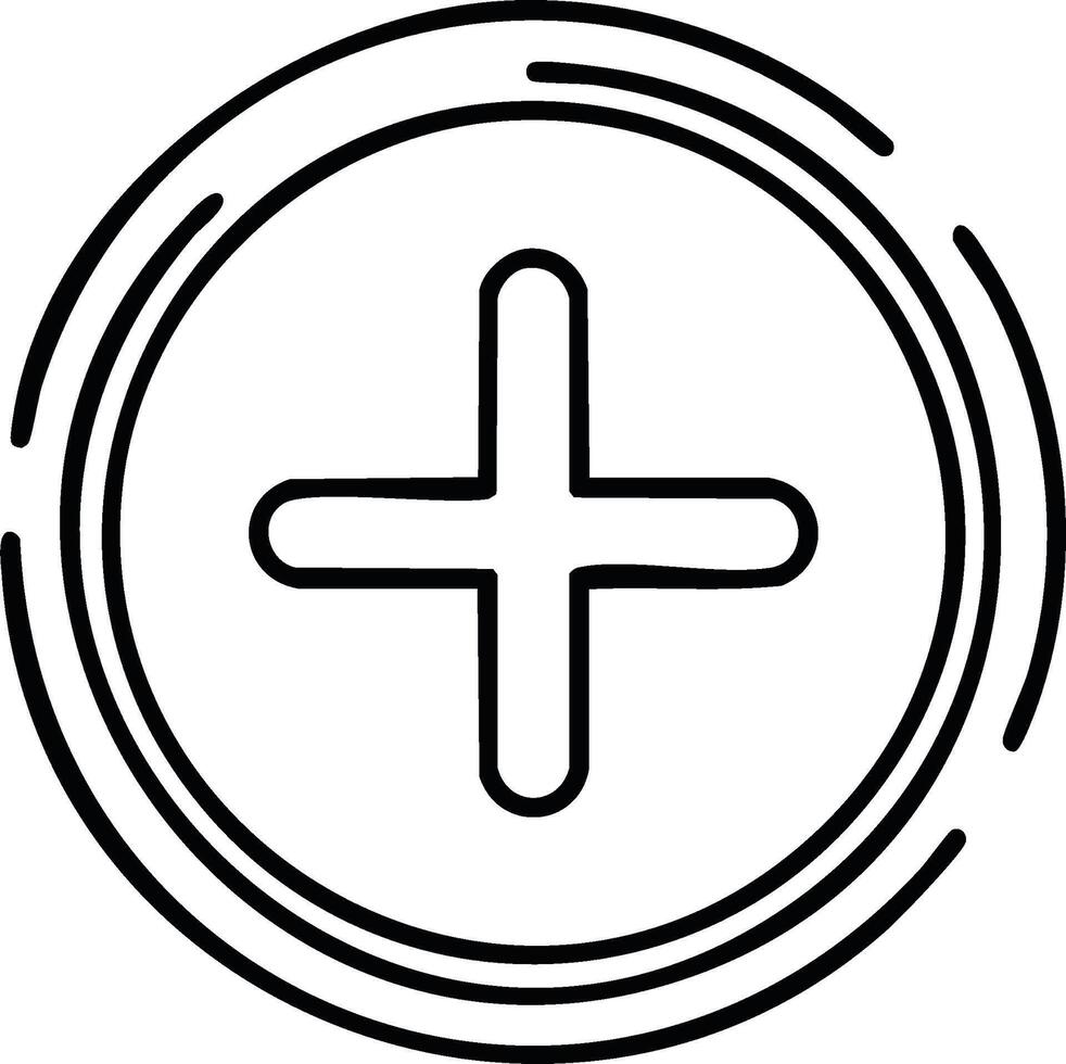 Add Symbol Design Plus Sign in Circle with Three Outlines Design Element vector