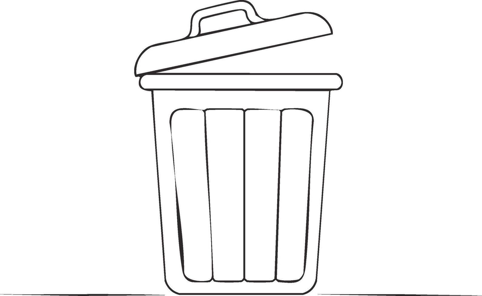 Clear black line art illustration of an open trash can icon for waste management or digital deletion concepts vector