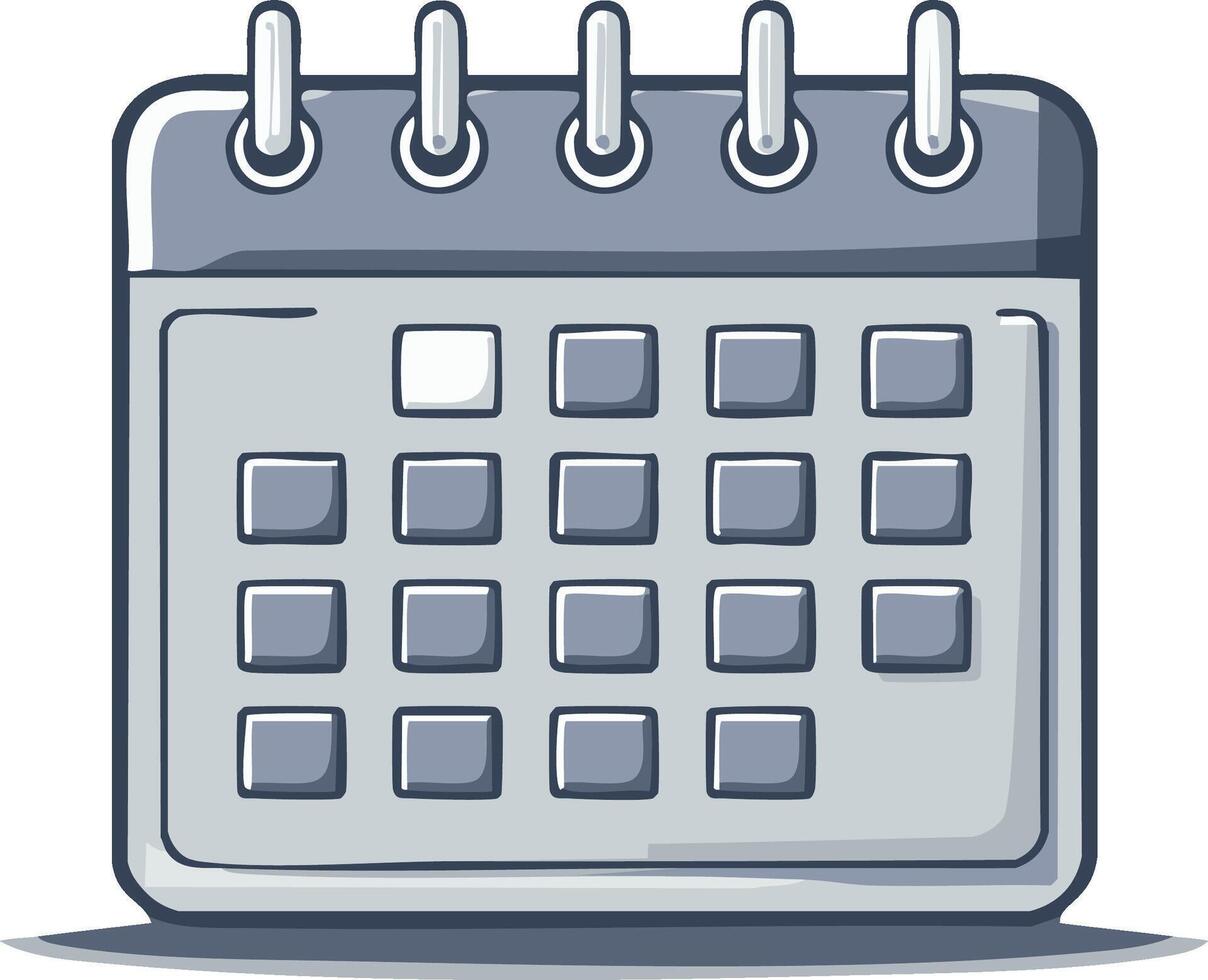 Hand-drawn calendar icon with marked date, event scheduling symbol for planning and reminders vector