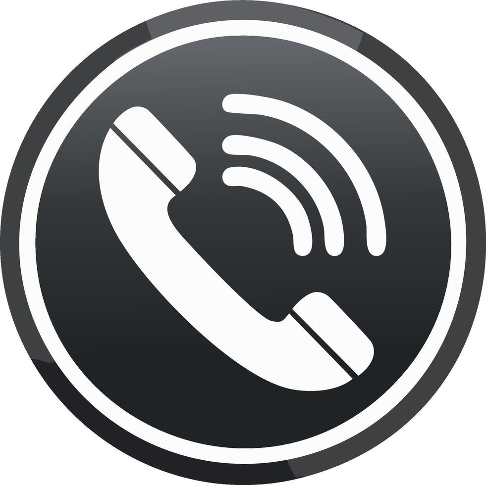 Classic telephone receiver icon with ringing sound waves inside a circular button vector