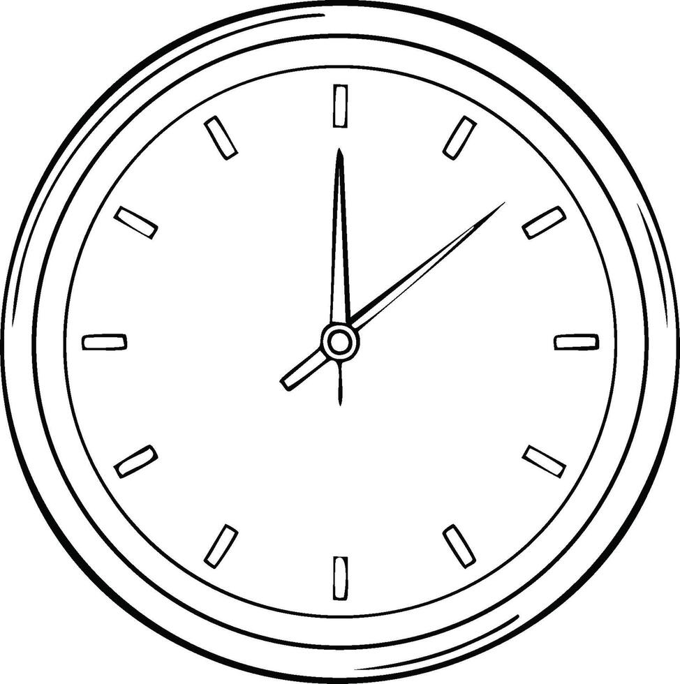 Outline Illustration of Clock with Minute and Hour Hands for Design Elements and Infographics vector