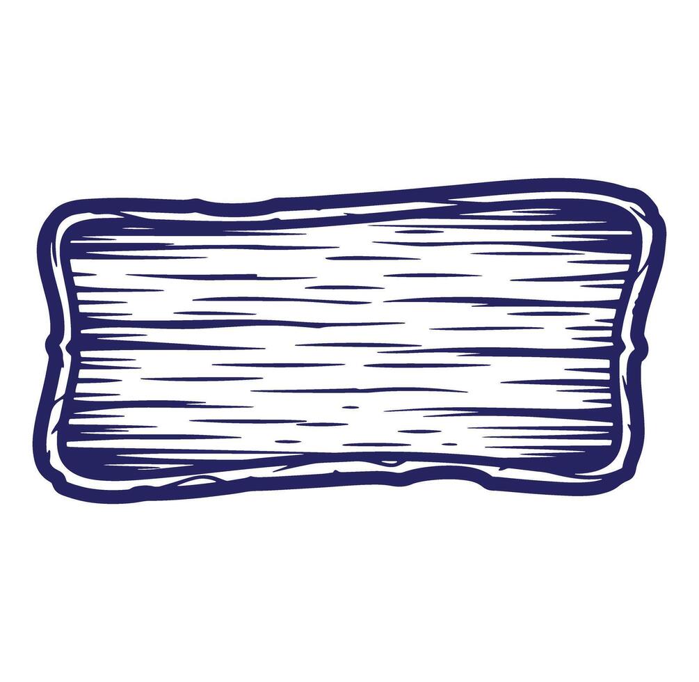 Hand-drawn rustic style wooden sign or frame with textured and decorative design elements vector