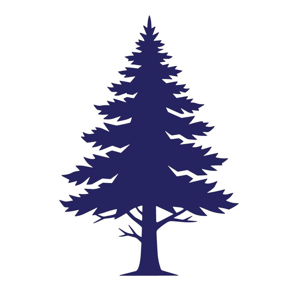 Silhouette of a simple pine tree isolated on white background for design elements vector
