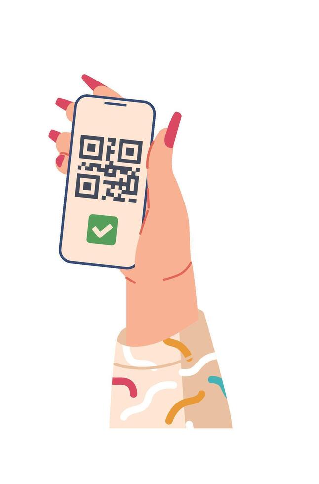 mano con qr código en teléfono pantalla elemento vector