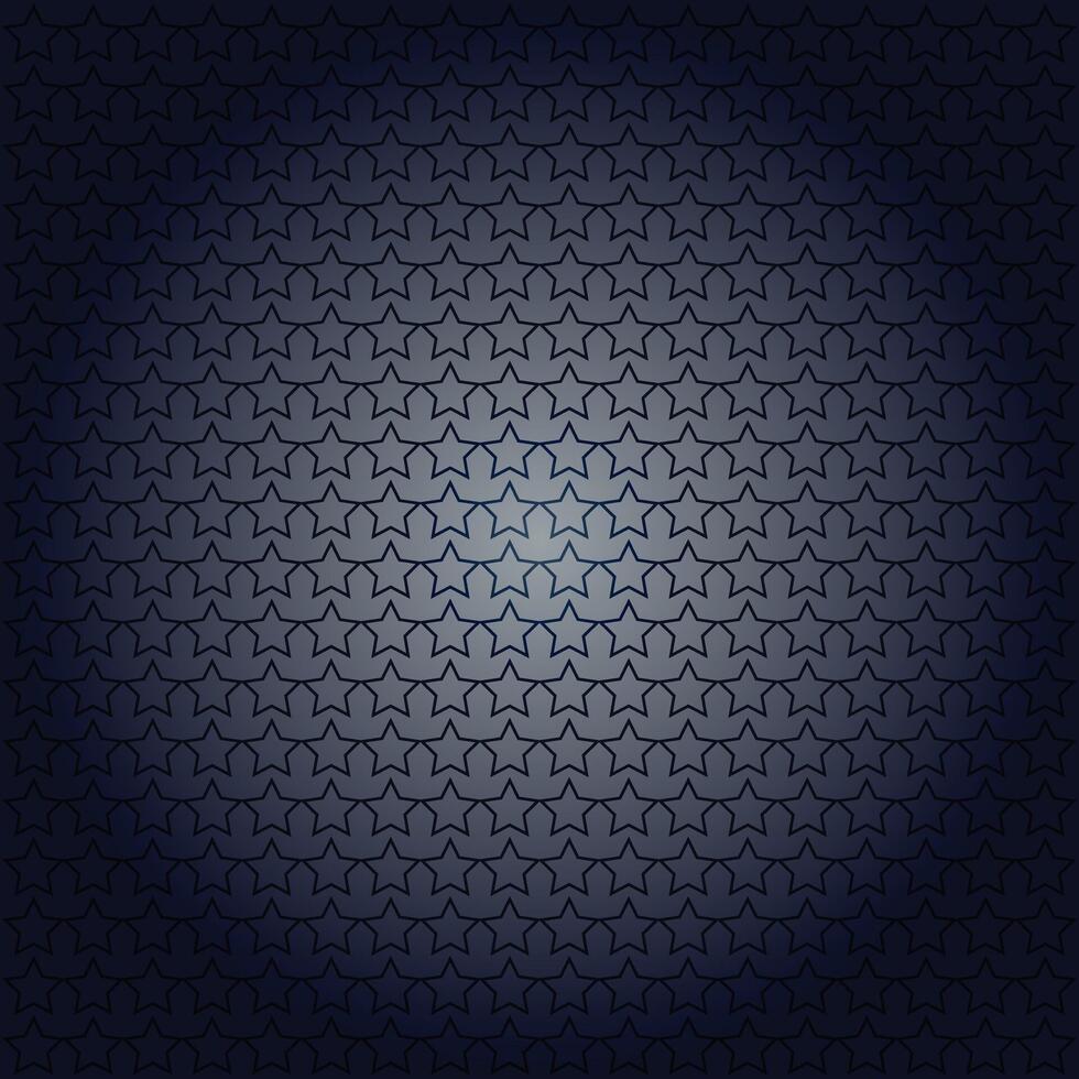 A seamless repeating pattern of outlined star shapes on a dark blue radial gradient background, an elegant and modern abstract graphic design element vector