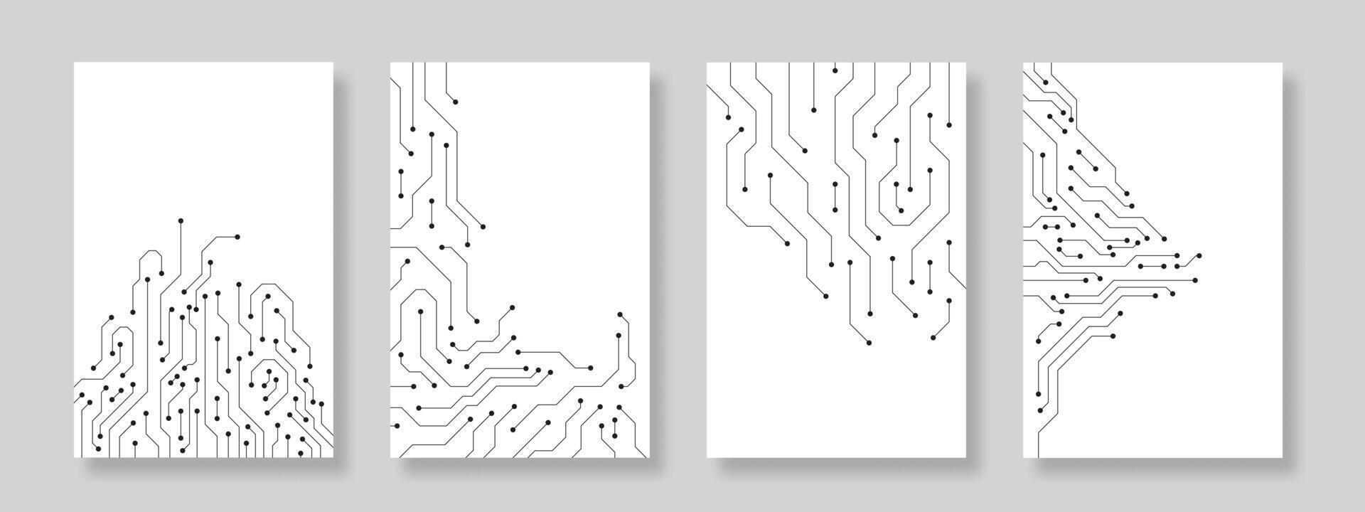 Technology circuit board poster on white background set. Suitable for artificial intelligence, communication, connection vector
