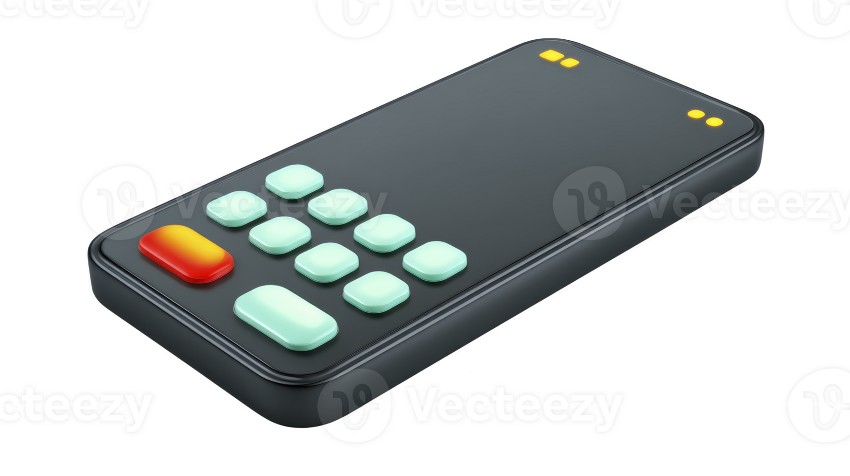 Black remote control electronic device plastic material modern design isolated minimal button technology rectangular shape wireless simple style convenient png